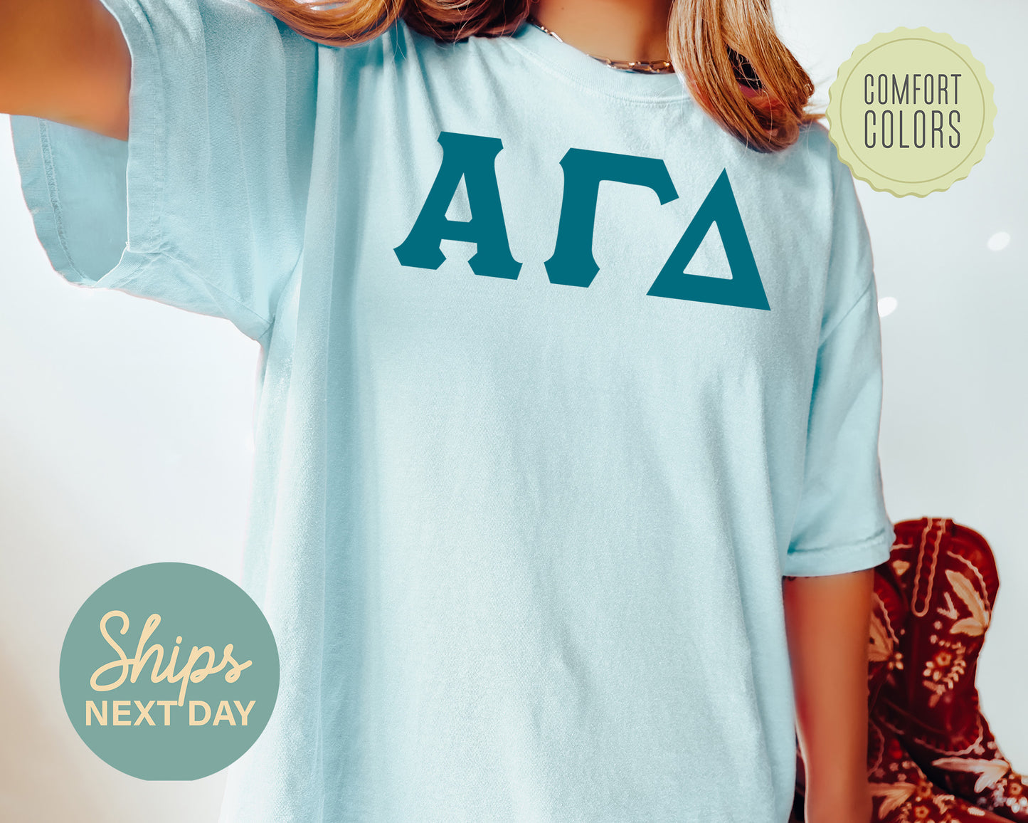 Alpha Gamma Delta Back to the Basics Comfort Colors Sorority T-shirt _ 625g