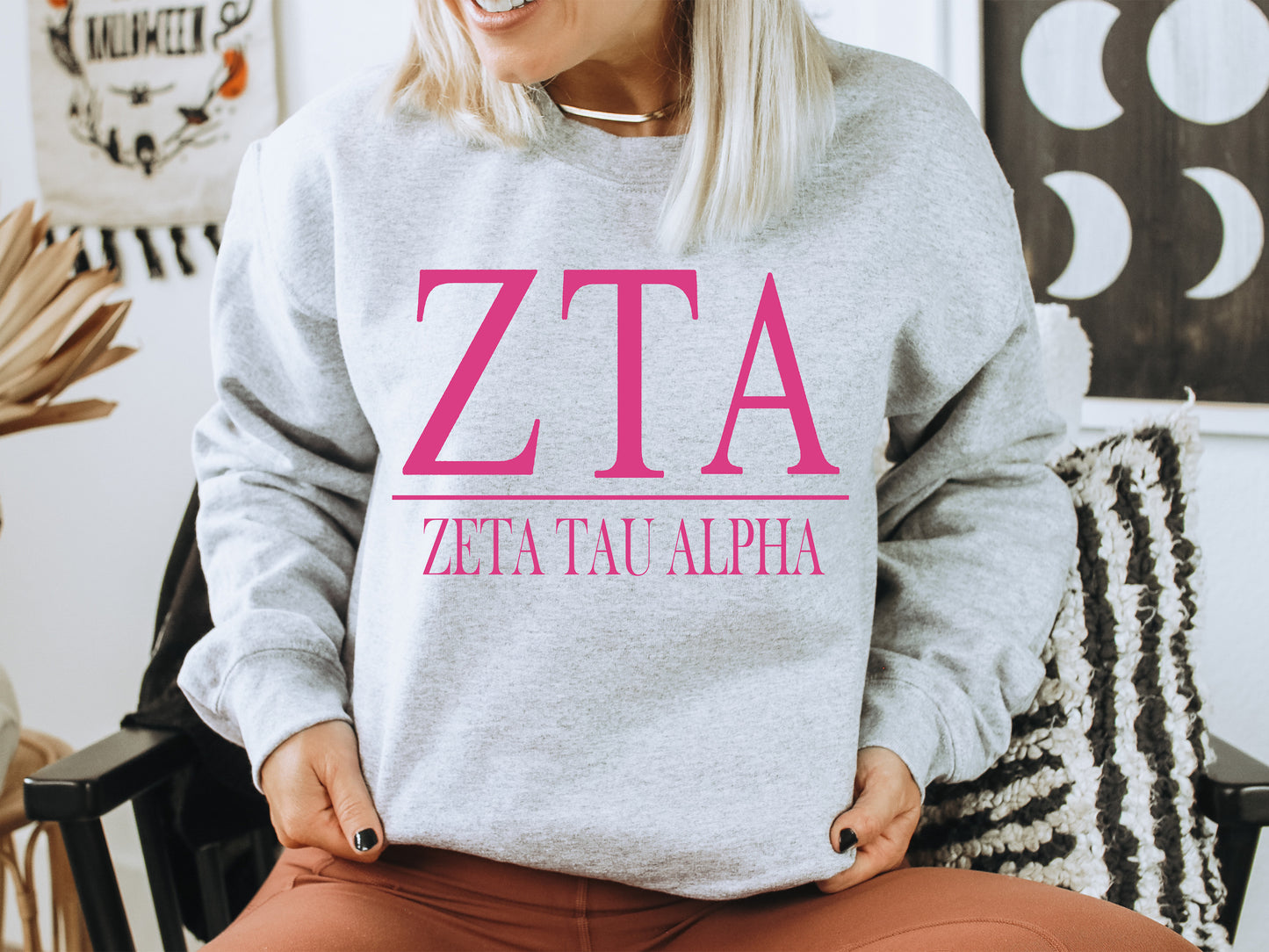 Zeta Tau Alpha Loud Letters Sorority Sweatshirt _ 491g