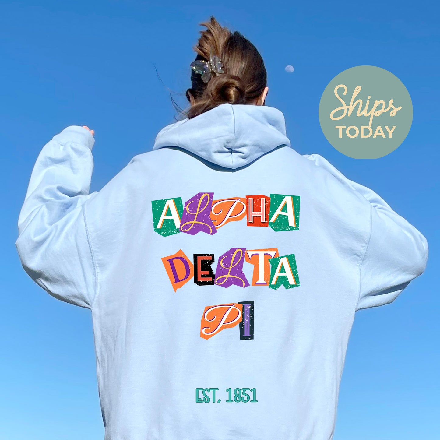 Alpha Delta Pi Letter Cuts Sorority Hoodie _ 35888g