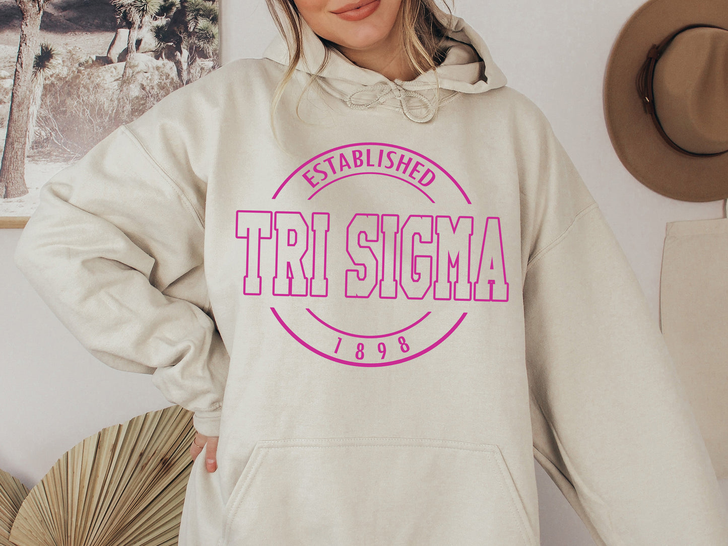 Sigma Sigma Sigma Pink Stamp Sorority Hoodie _ 74g