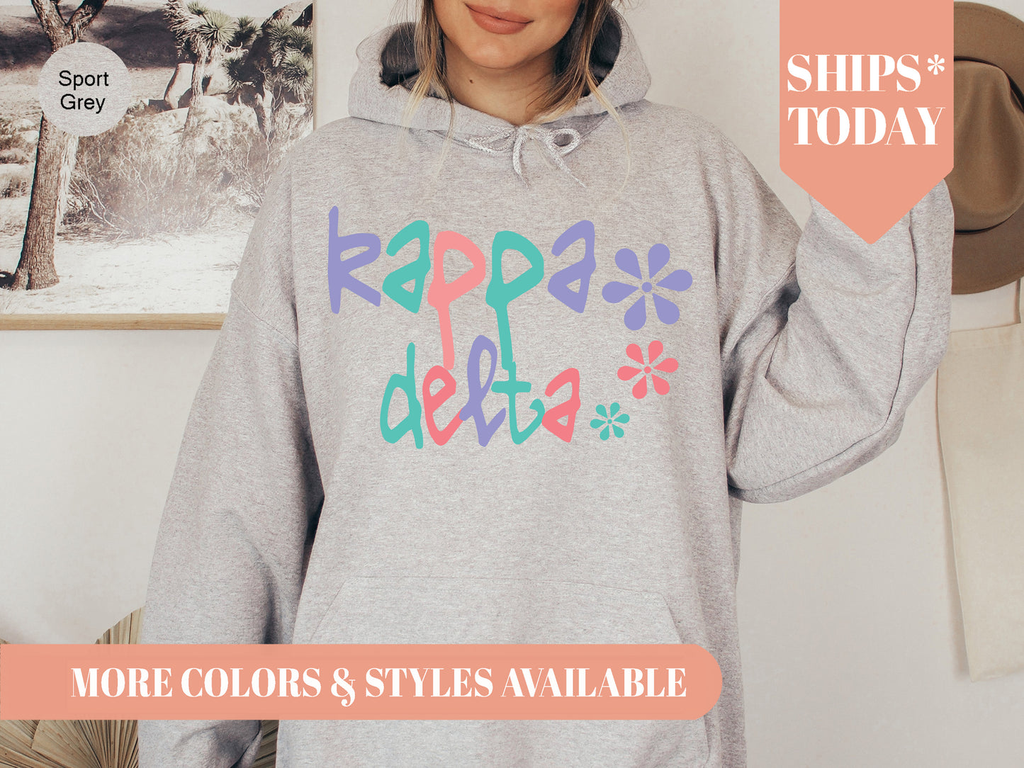 Kappa Delta Colorful Floral Sorority Hoodie _ 2619g