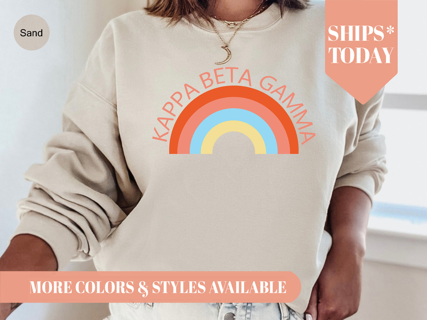 Kappa Beta Gamma Colorful Rainbow Sorority Sweatshirt _ 3457g