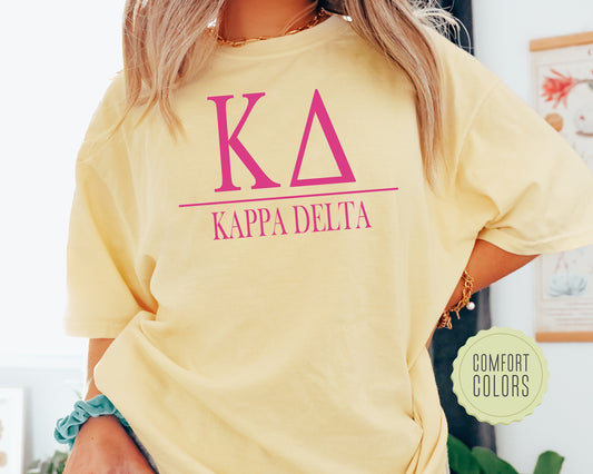 Kappa Delta Loud Letters Comfort Colors Sorority T-shirt _ 482g