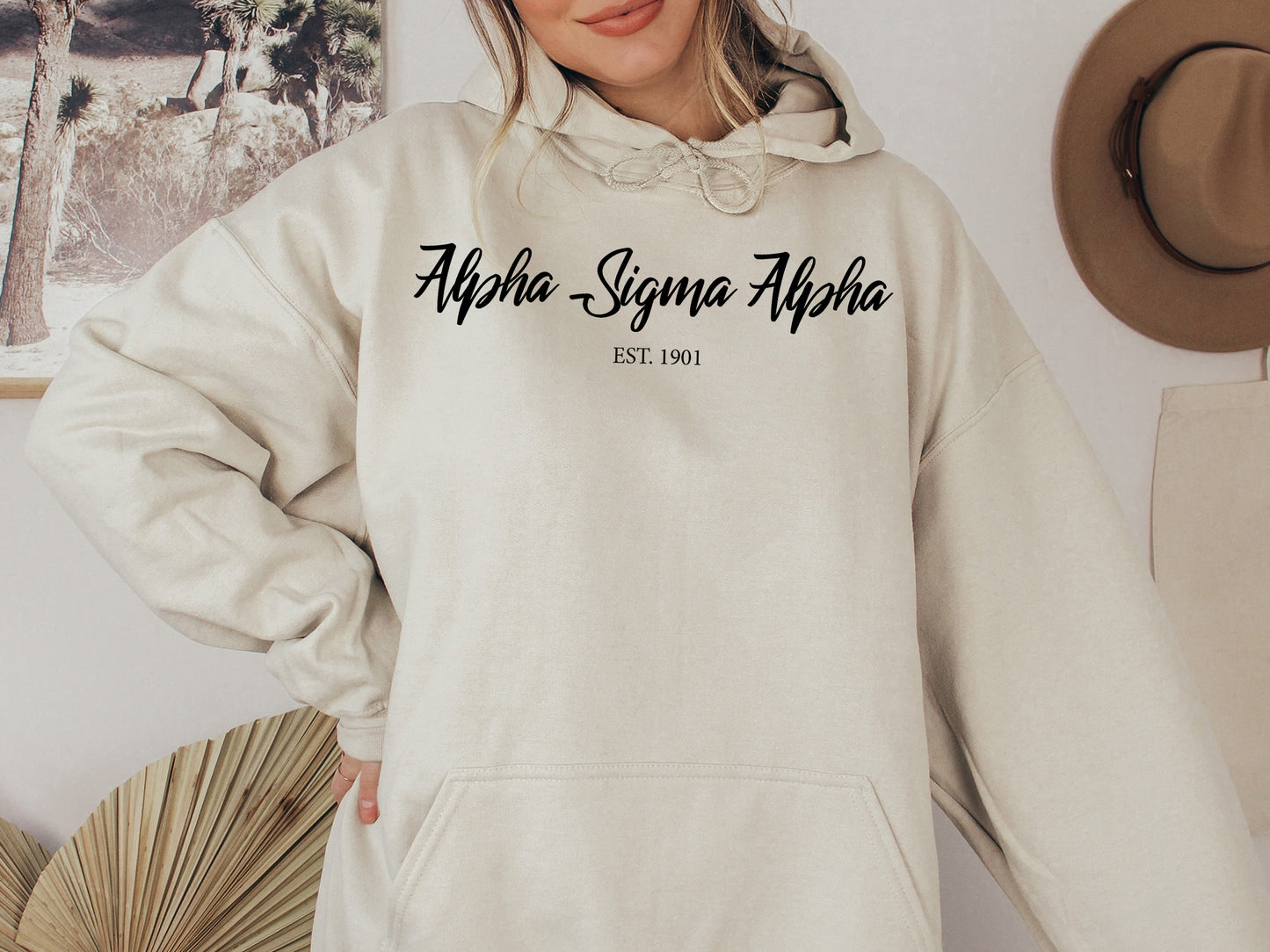 Alpha Sigma Alpha Black Flowy Sorority Hoodie _ 83g
