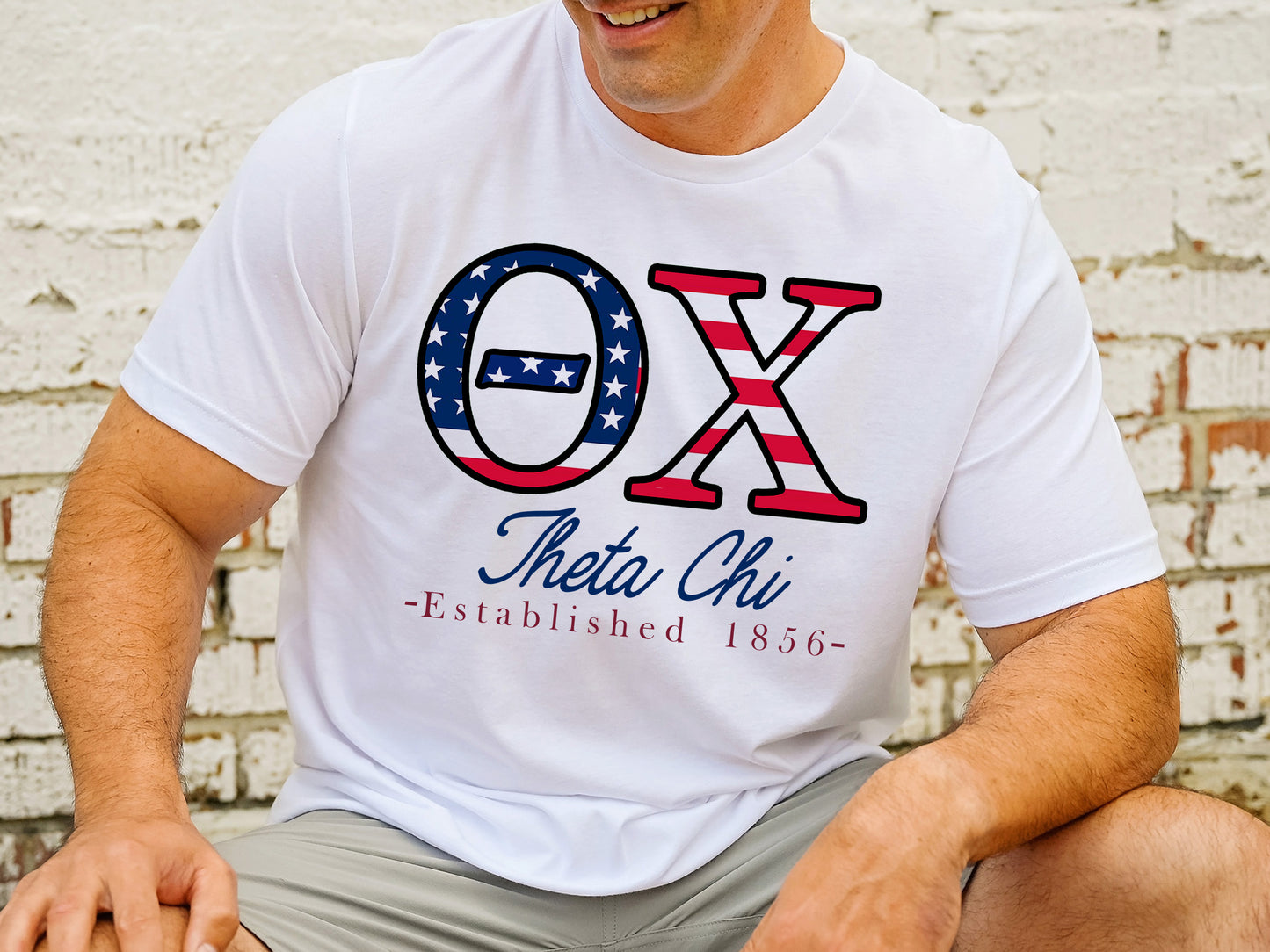 Theta Chi American Flag Letters Fraternity T-shirt _ 1181g