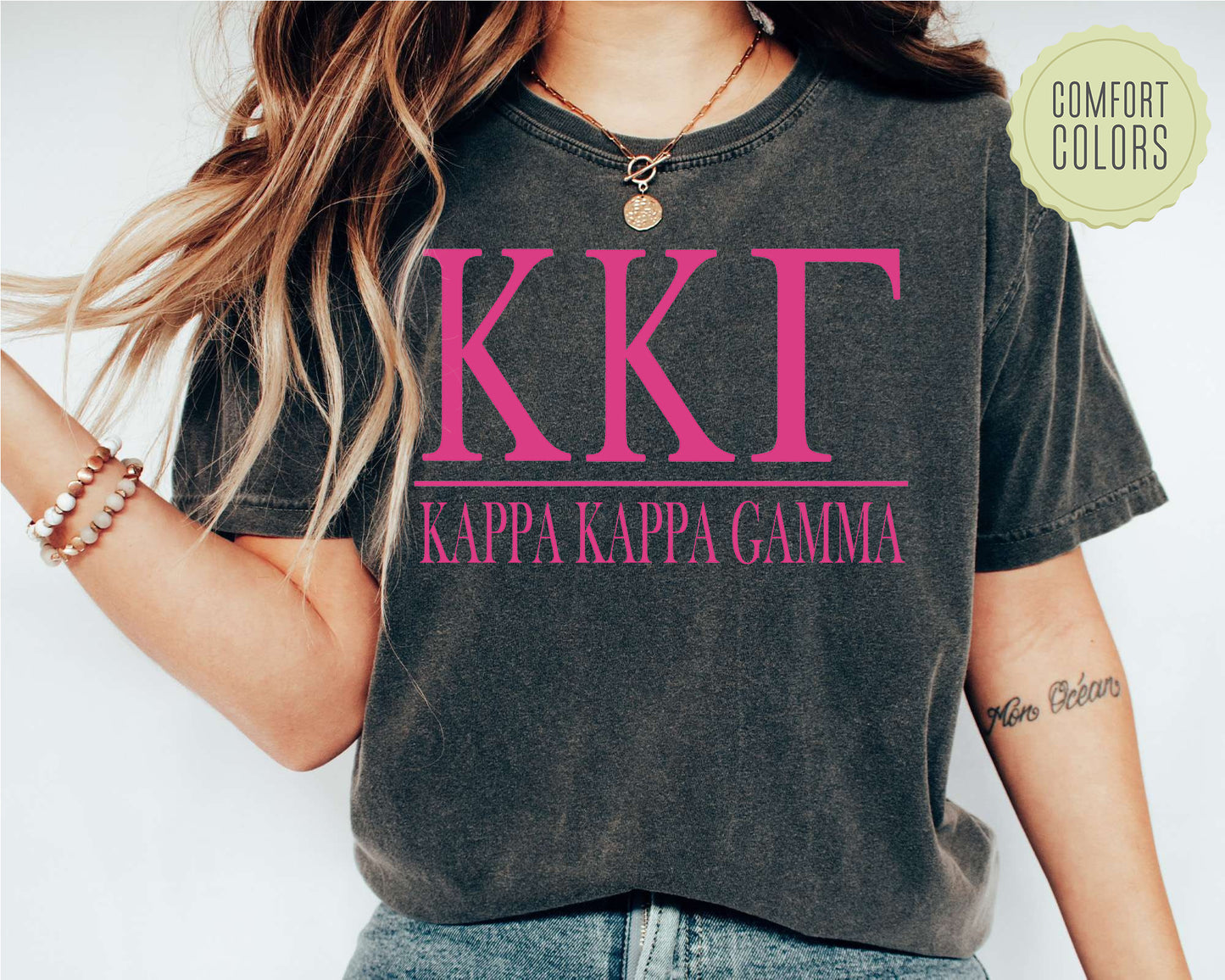 Kappa Kappa Gamma Loud Letters Comfort Colors Sorority T-shirt _ 483g