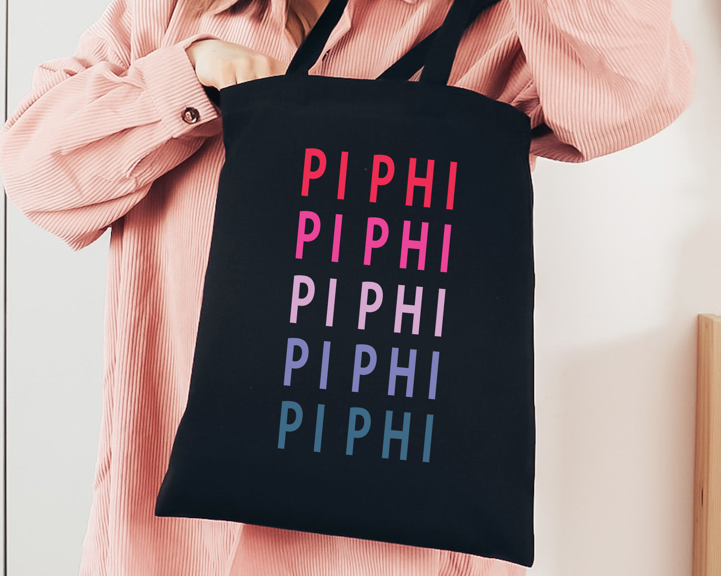 Pi Beta Phi Bright and Stacked Sorority Tote Bag _ 34405g