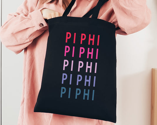 Pi Beta Phi Bright and Stacked Sorority Tote Bag _ 34405g