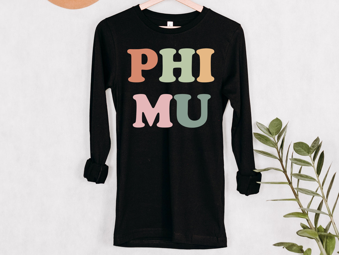 Phi Mu Bright and Proud Sorority Long Sleeve T-shirt | Phi Mu Merch _ 432g
