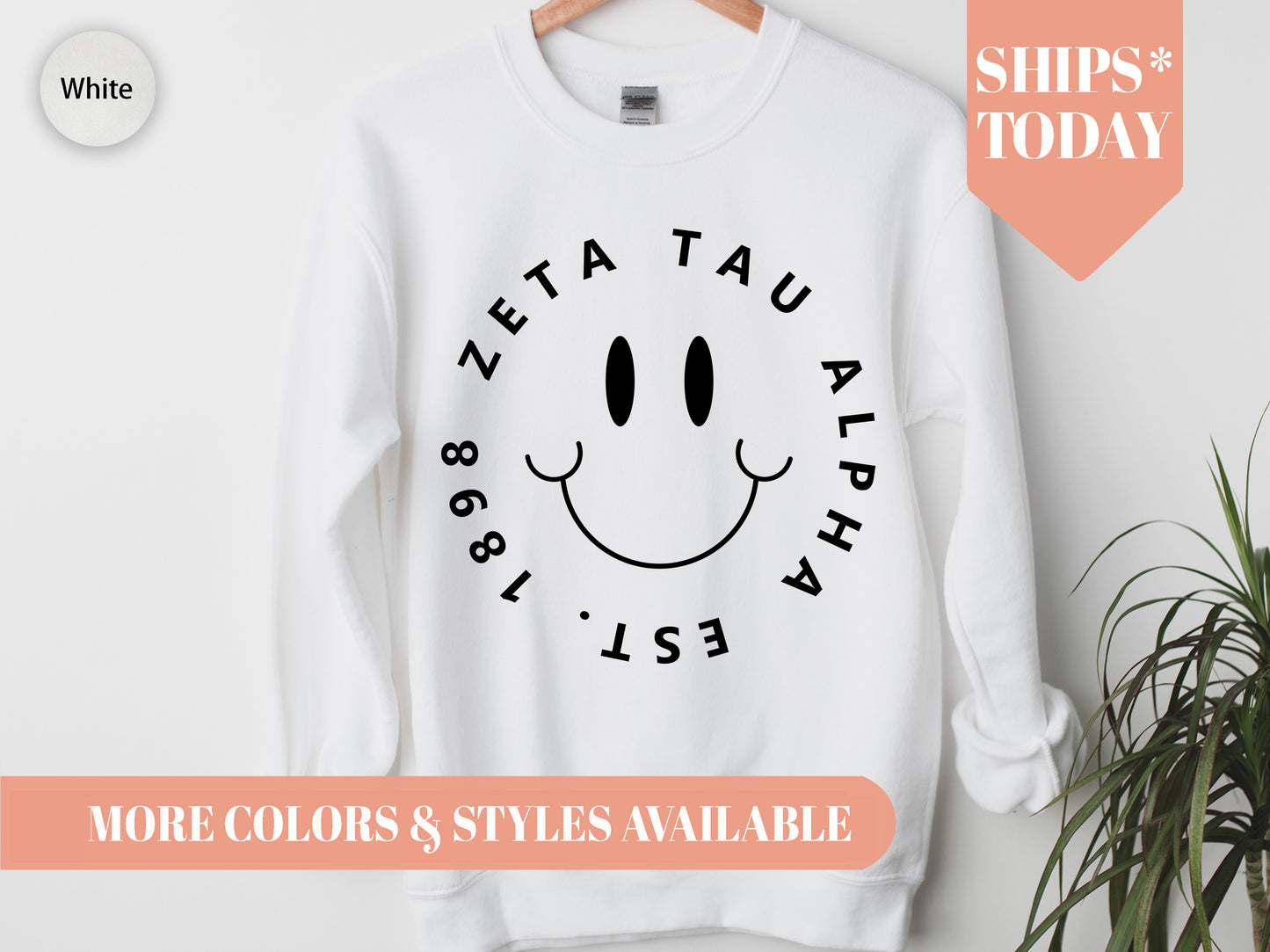 Zeta Tau Alpha Smiley Face Halo Sorority Sweatshirt _ 2524g