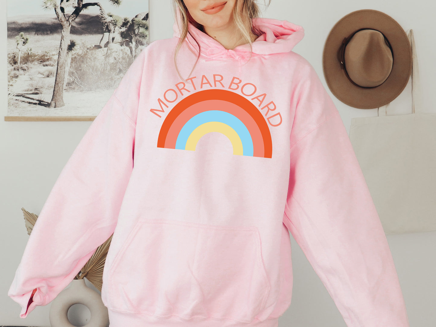 Mortar Board Colorful Rainbow Sorority Hoodie _ 3460g