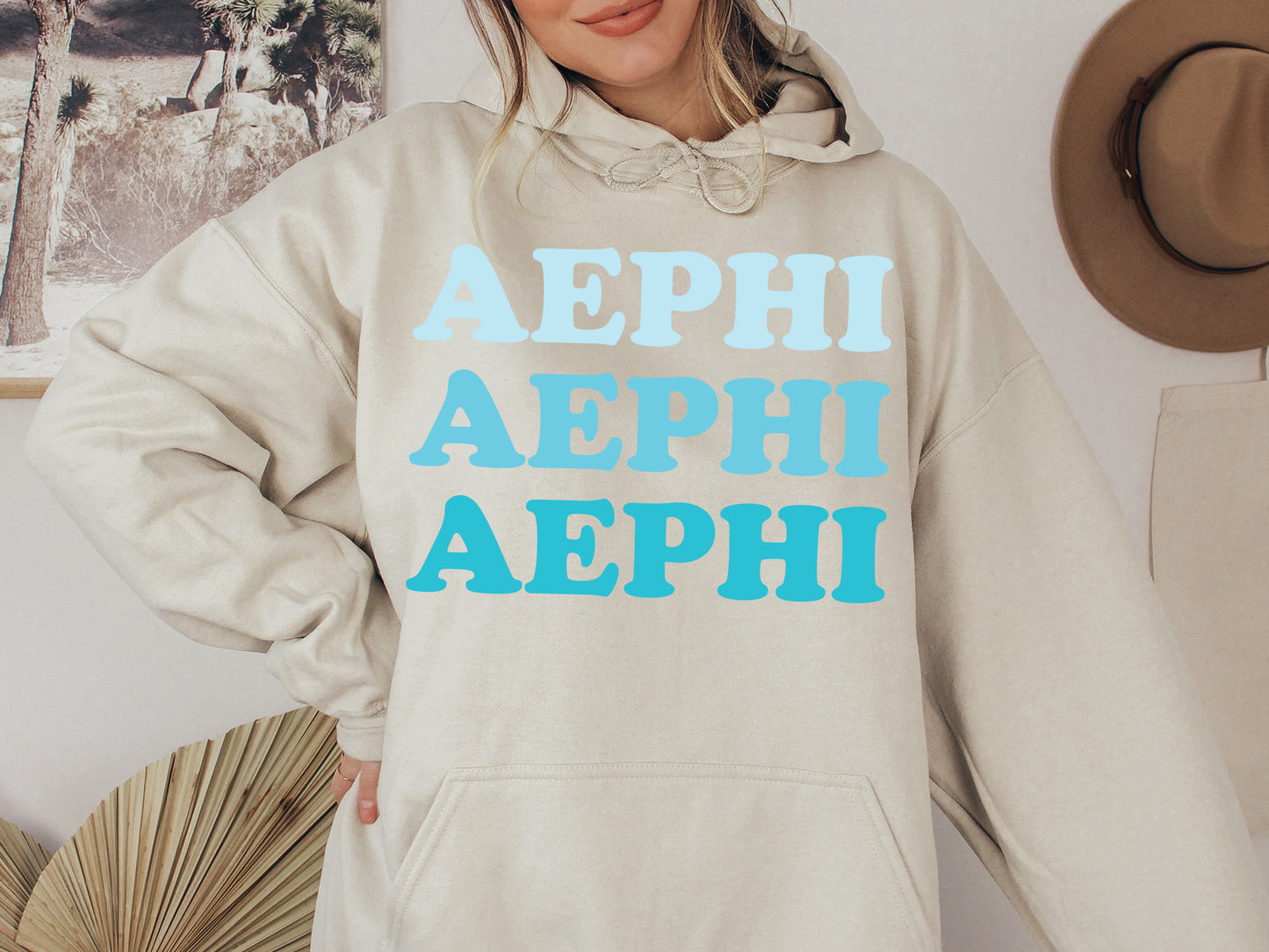 Alpha Epsilon Phi Touch of Blue Sorority Hoodie _ 2579g