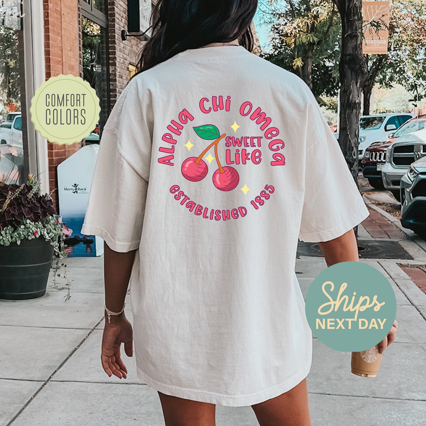 Alpha Chi Omega Sweet Like Cherry Comfort Colors Sorority T-shirt _ 32029g