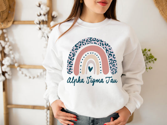 Alpha Sigma Tau Greek Rainbow Sorority Sweatshirt _ 2740g