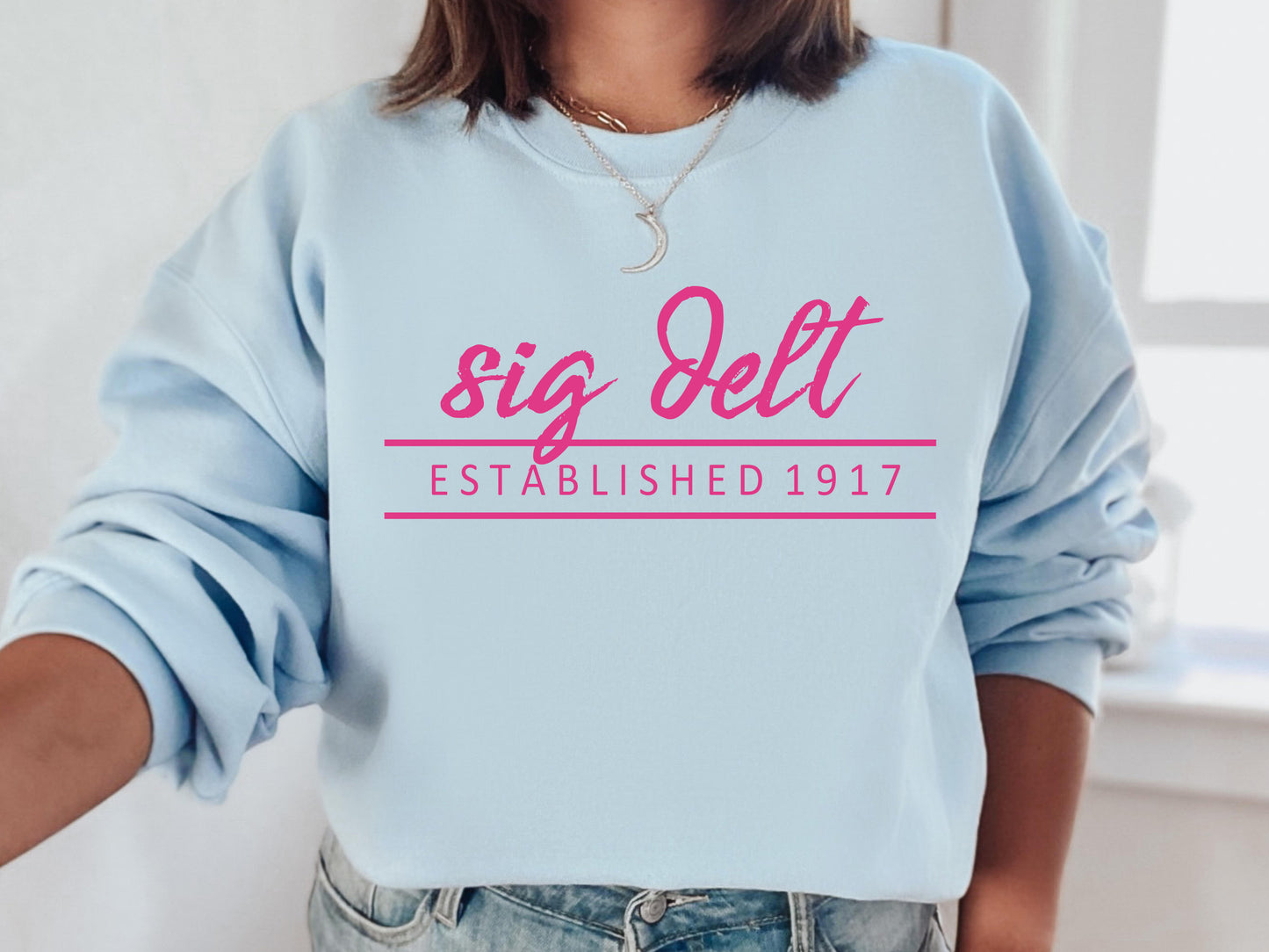Sigma Delta Tau All Pink Sorority Sweatshirt _  773g