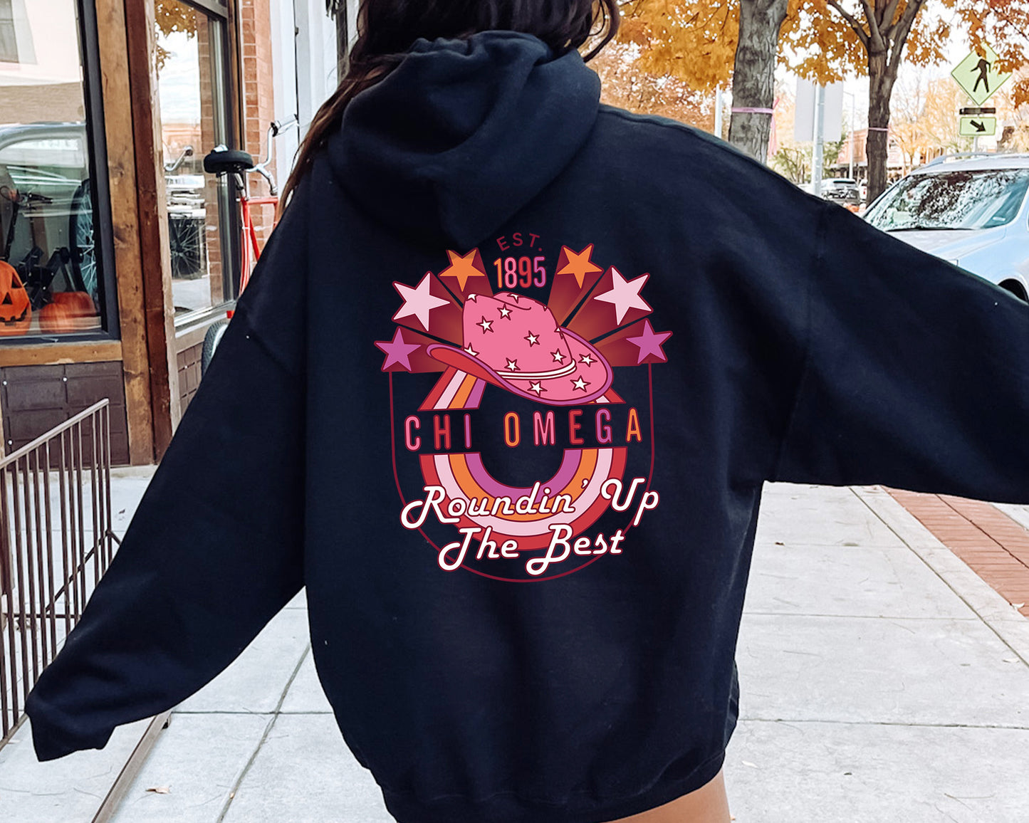 Chi Omega Roundin' up the Best Sorority Hoodie _ 32903g