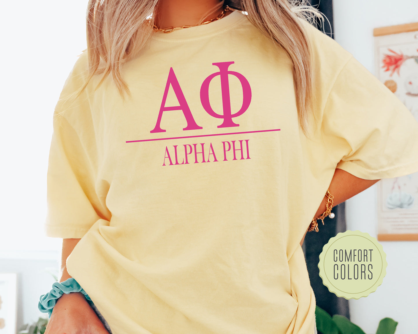 Alpha Phi Loud Letters Comfort Colors Sorority T-shirt _ 471g