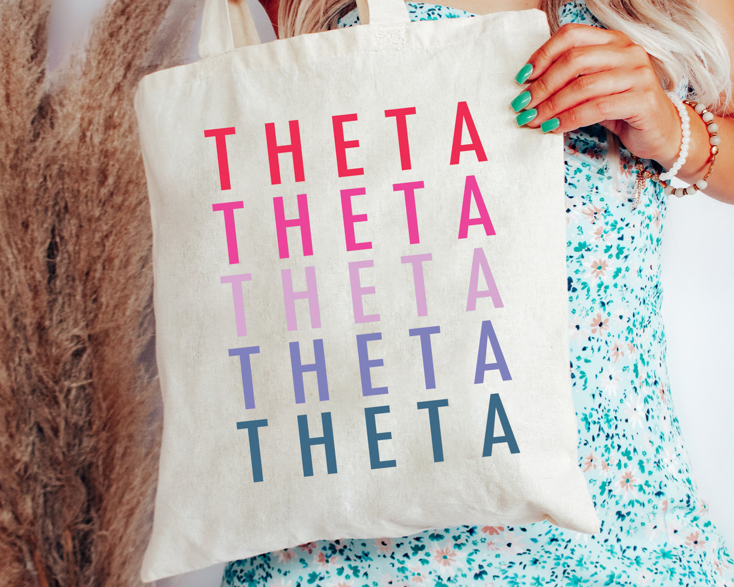 Kappa Alpha Theta Bright and Stacked Sorority Tote Bag _ 34400g