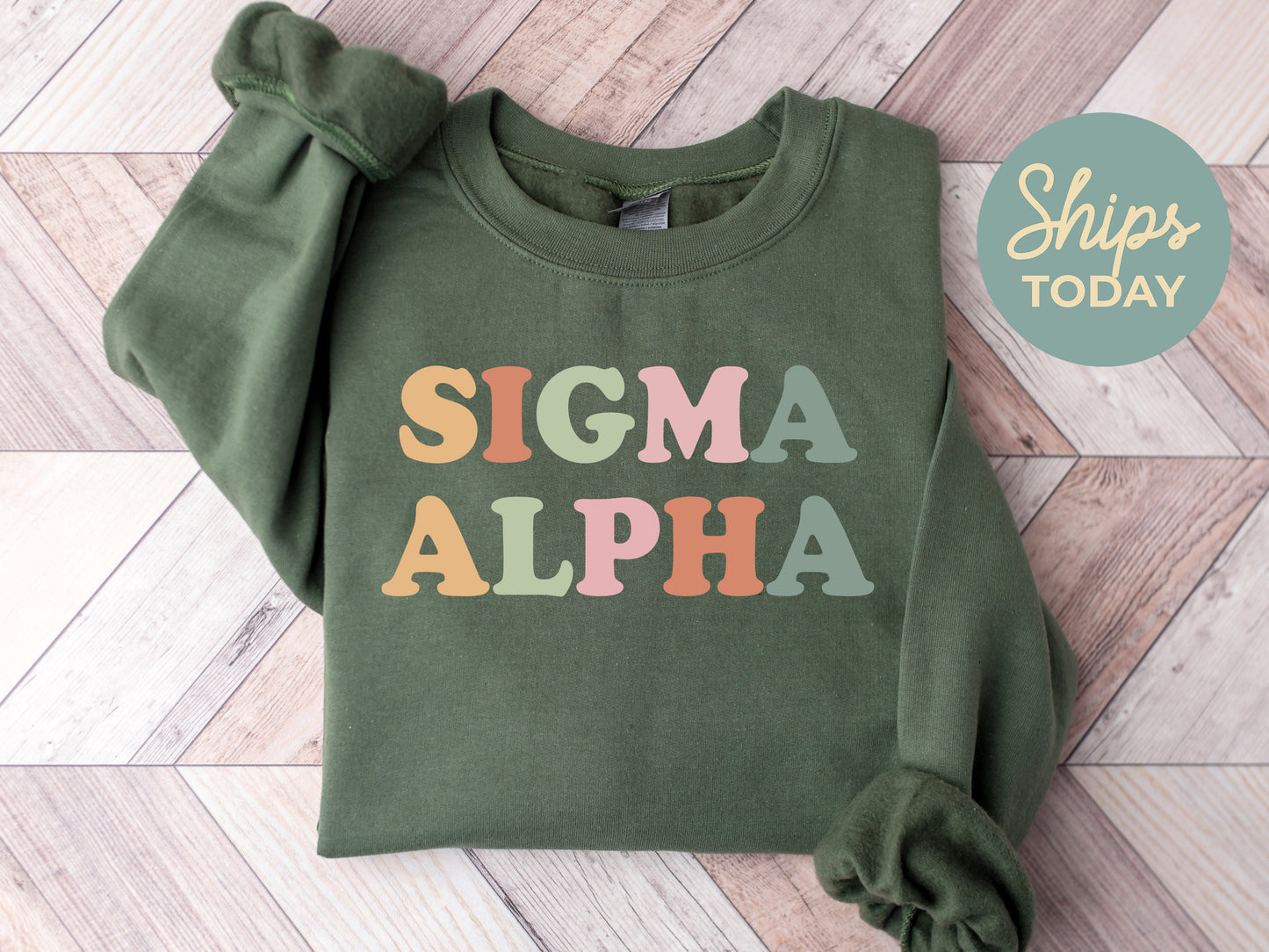 Sigma Alpha Bright and Colorful Sorority Sweatshirt _ 3478g