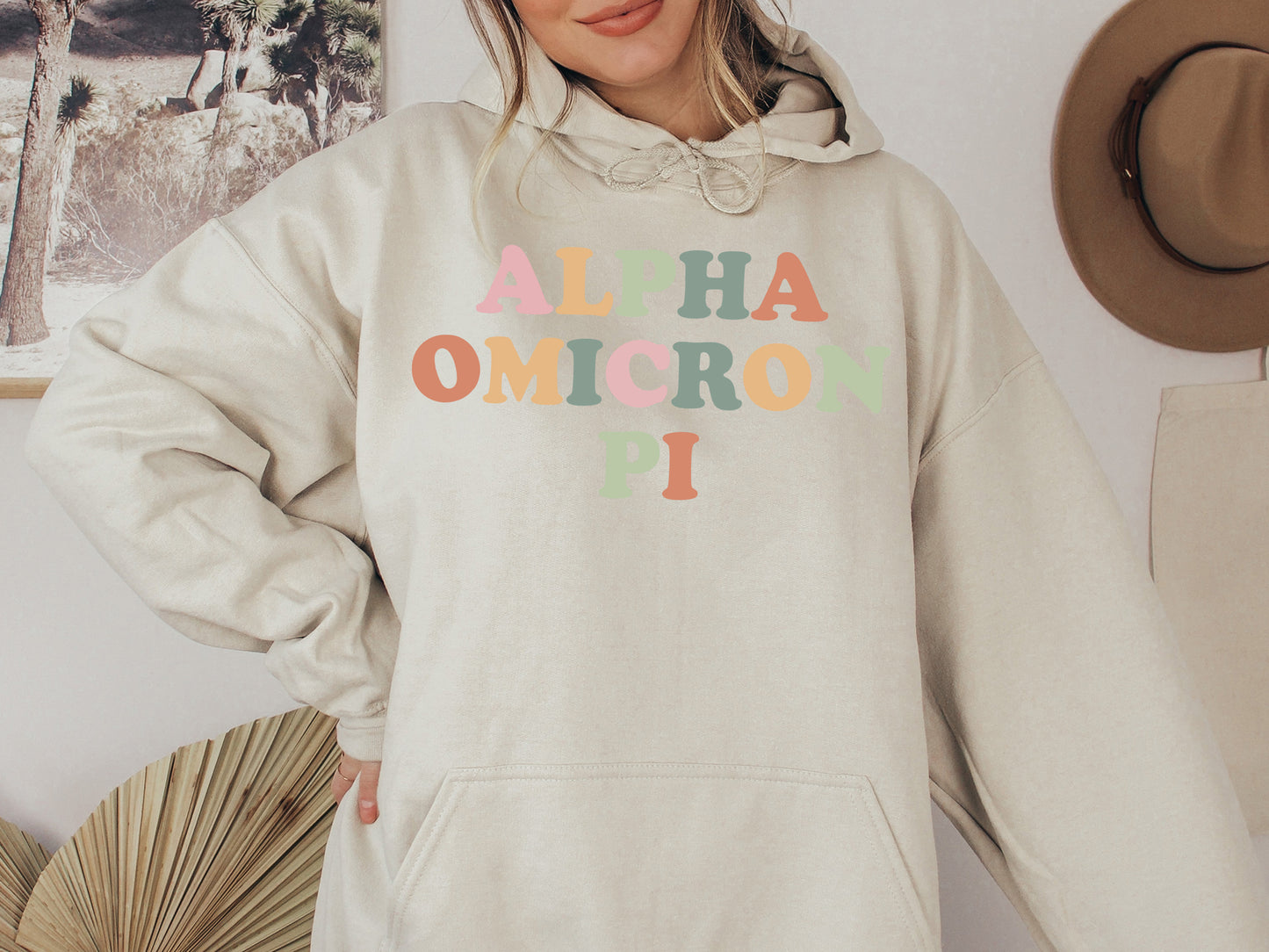 Alpha Omicron Pi Bright and Proud Sorority Hoodie _ 418g