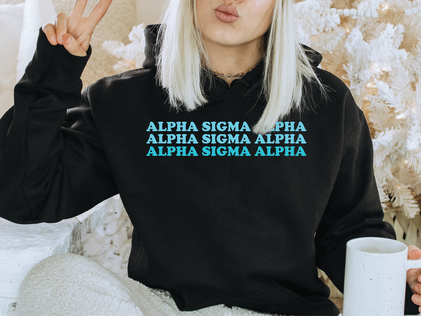 Alpha Sigma Alpha Touch of Blue Sorority Hoodie _ 2583g