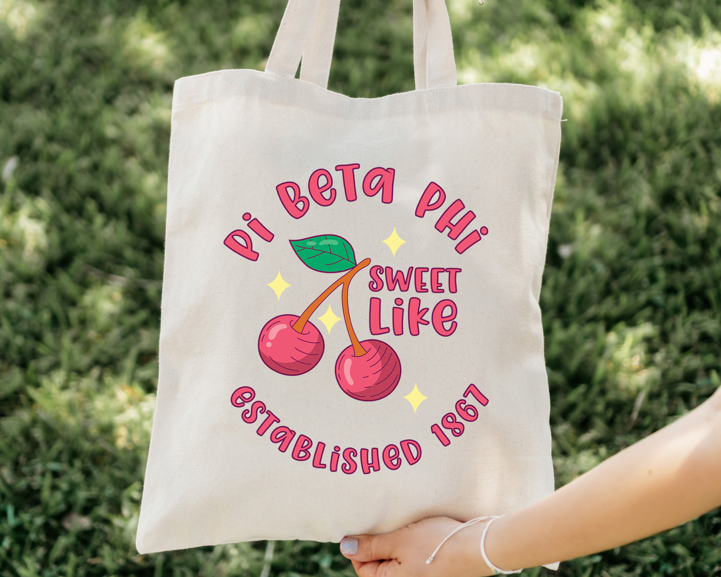Pi Beta Phi Sweet Like Cherry Sorority Tote Bag _ 34328g