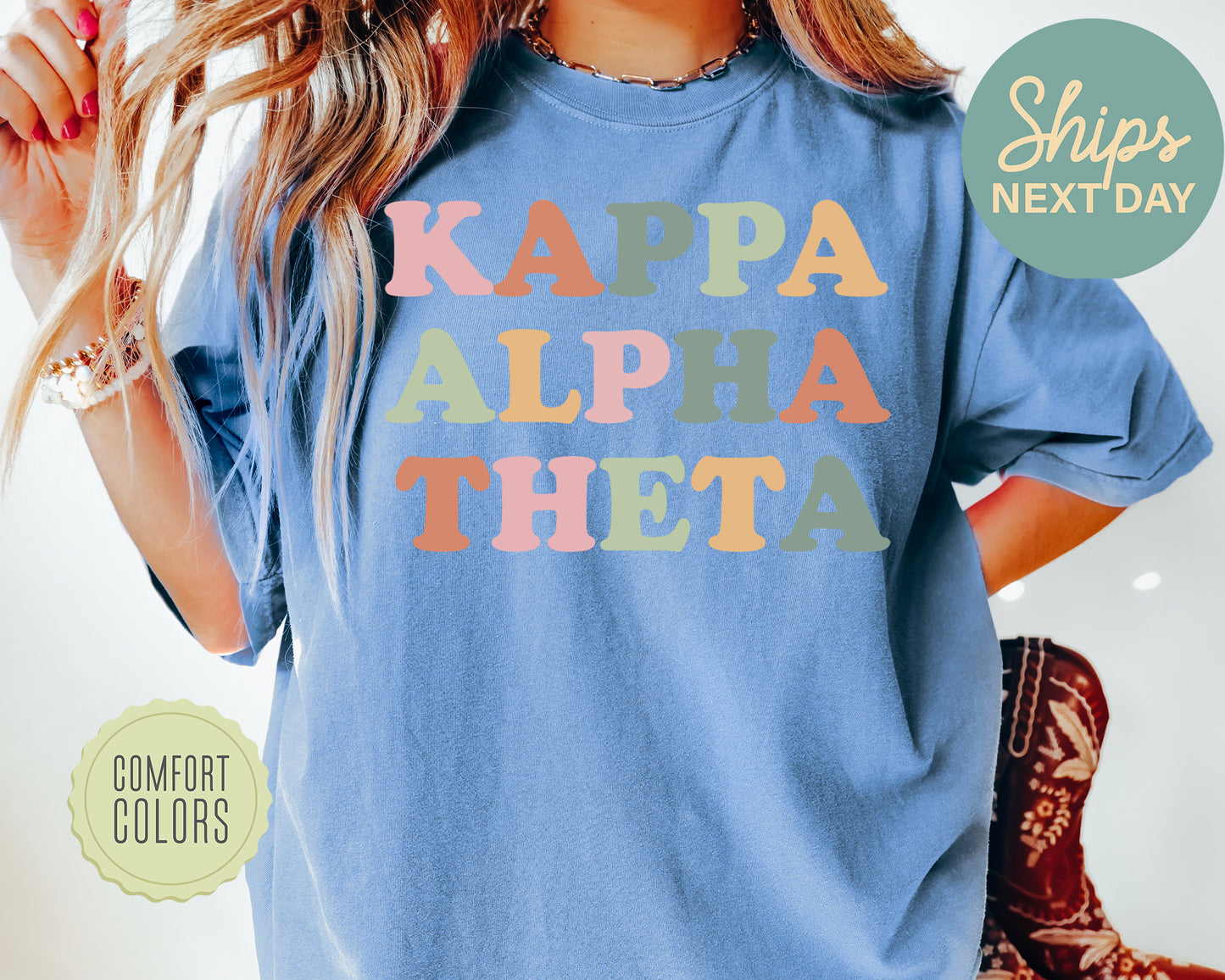 Kappa Alpha Theta Bright and Proud Comfort Colors Sorority T-shirt _ 429g