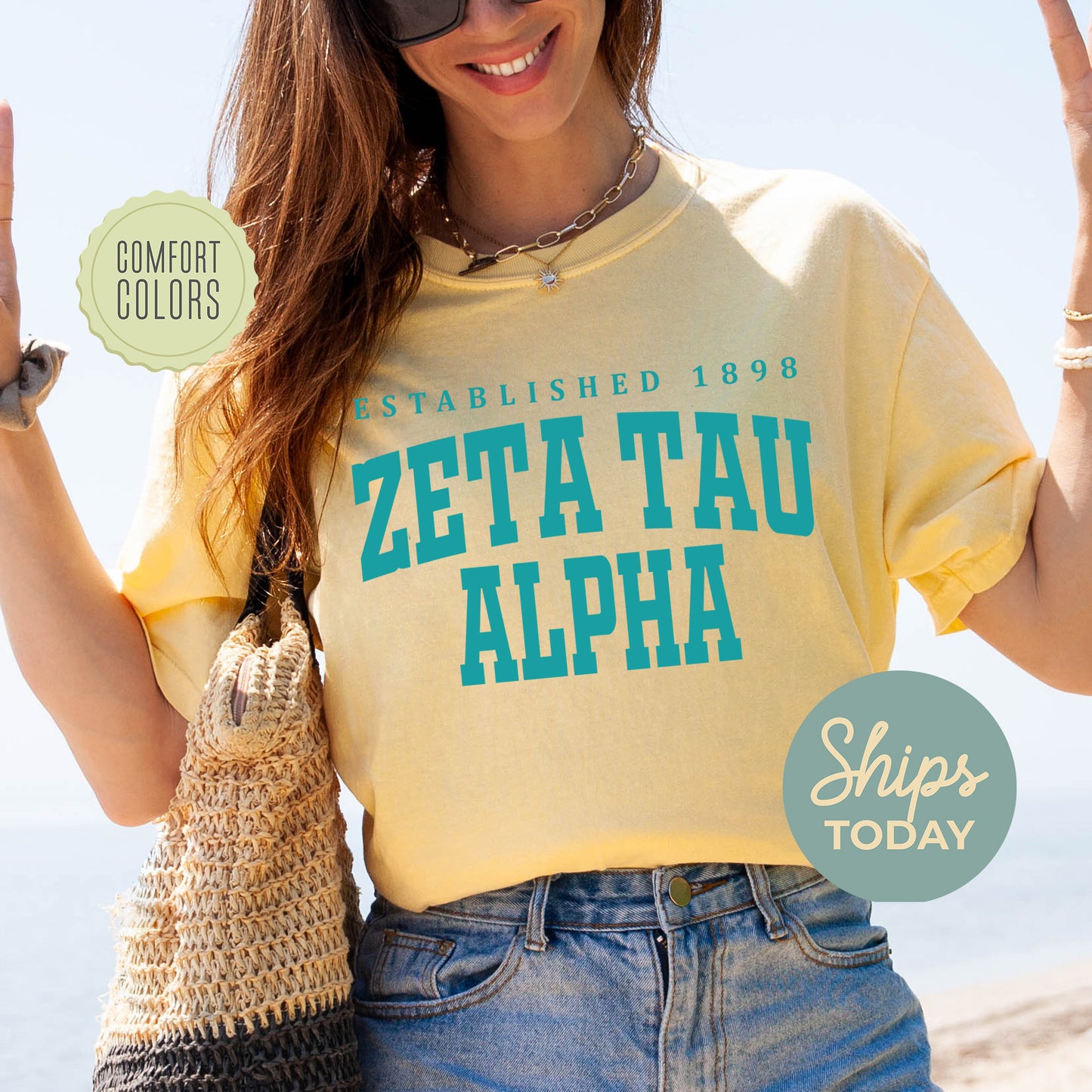 Zeta Tau Alpha Bold Letters Comfort Colors Sorority T-shirt _ 35145g
