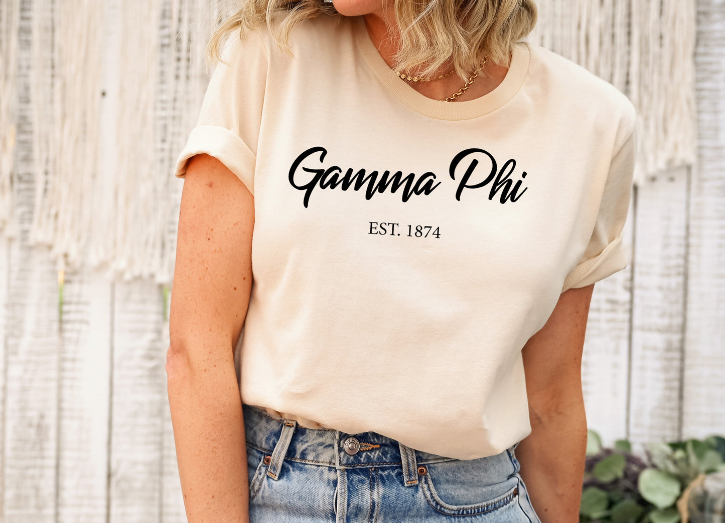 Gamma Phi Beta Black Flowy Sorority T-shirt _ 91g