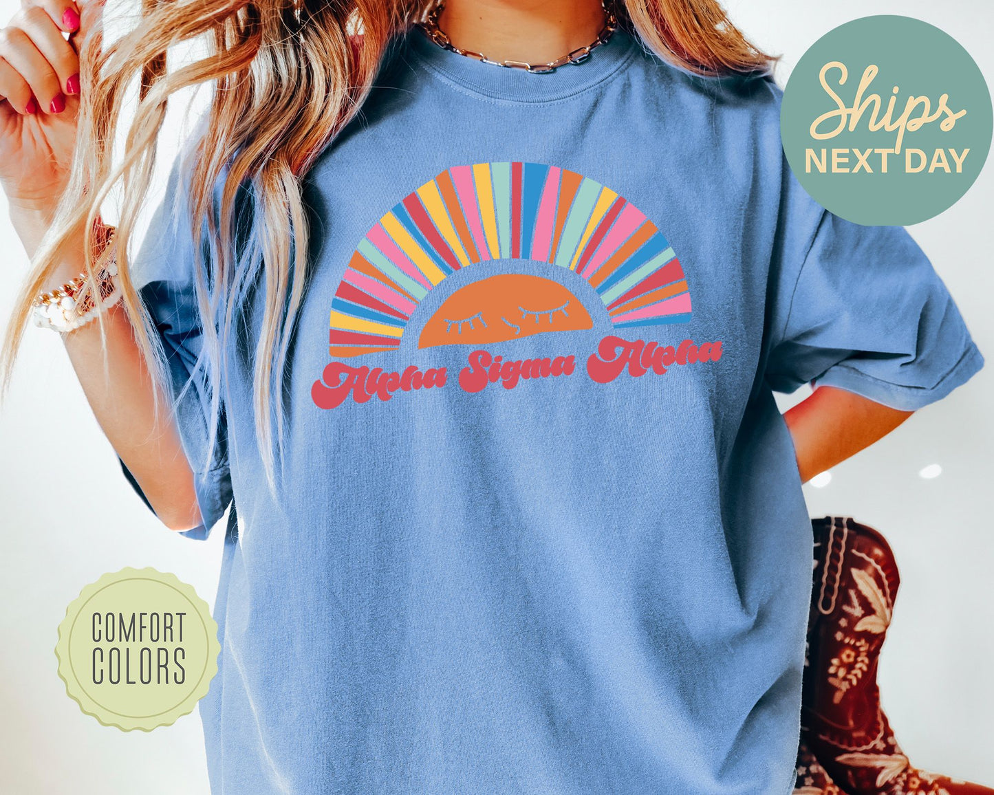 Alpha Sigma Alpha Sunshine Comfort Colors Sorority T-shirt _ 3313g