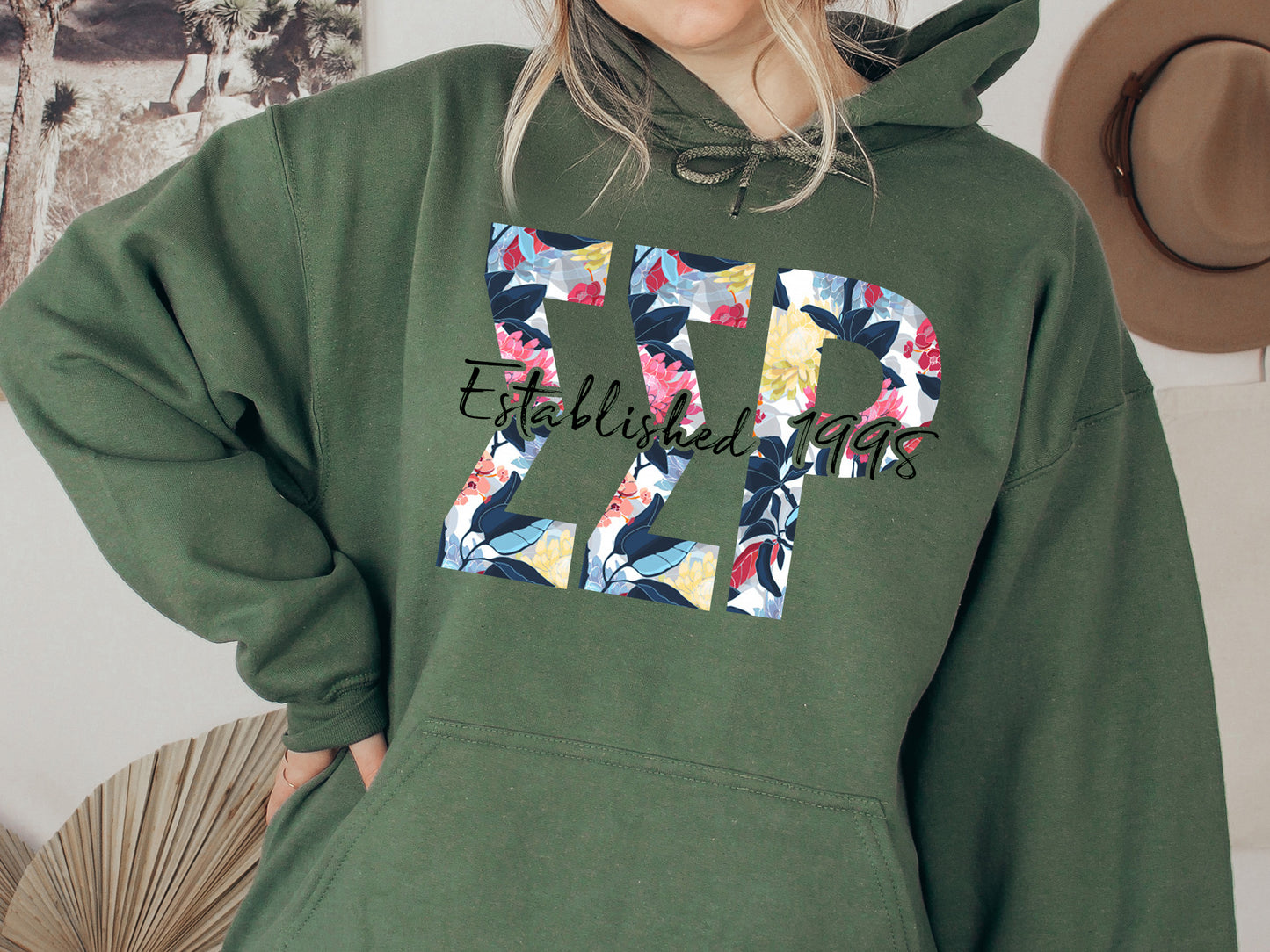 Sigma Sigma Rho Floral Block Sorority Hoodie _ 3521g