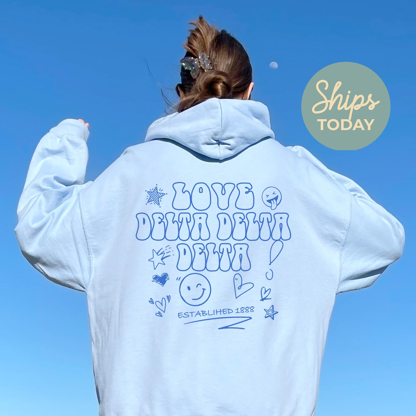 Delta Delta Delta Scribble Sorority Hoodie _ 35499g