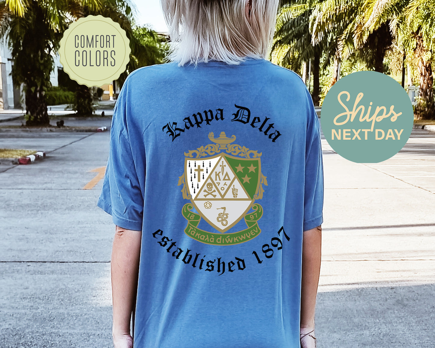 Kappa Delta Old English Crest Comfort Colors Sorority T-shirt _ 32936g