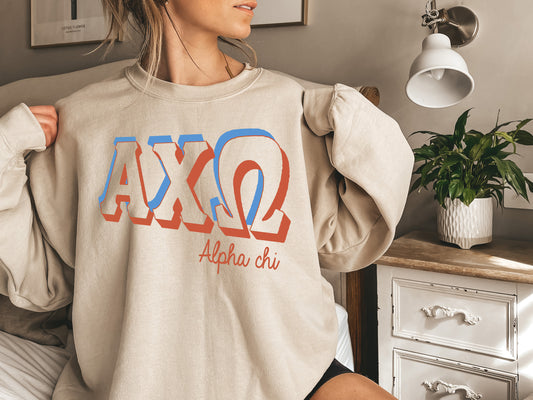 Alpha Chi Omega American Colored Sorority Sweatshirt _ 27g