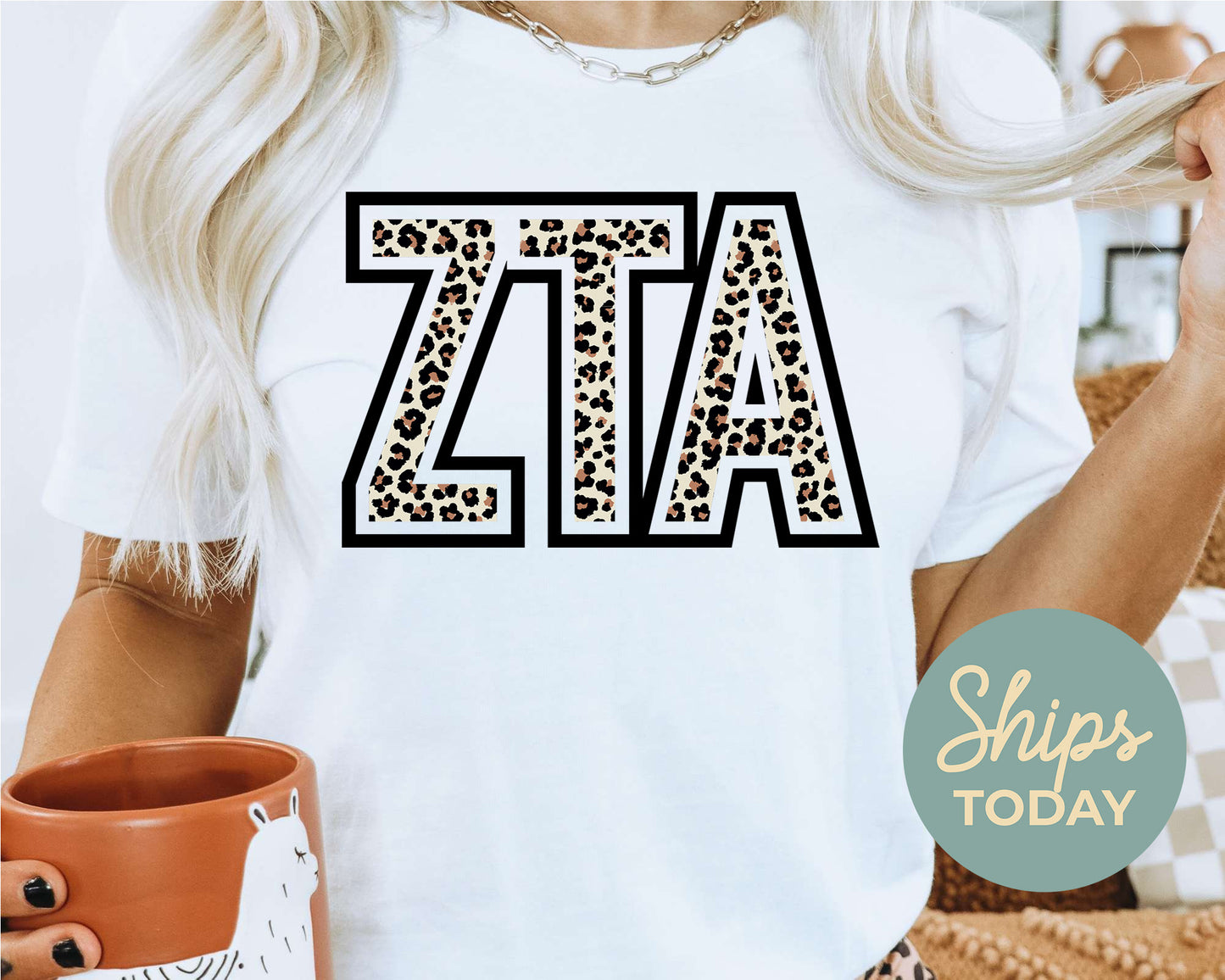 Zeta Tau Alpha Safari Style Letters Sorority T-shirt _ 30460g