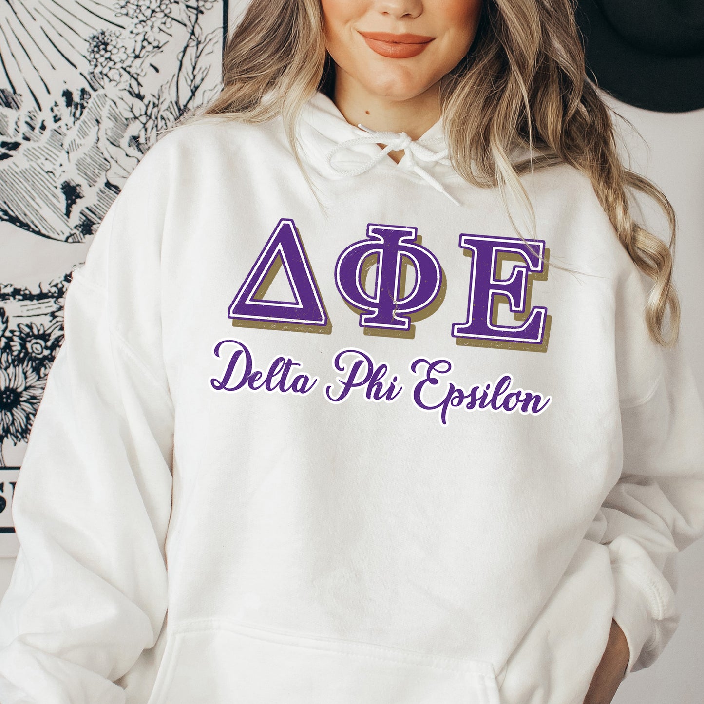 Delta Phi Epsilon Greek Colors Sorority Hoodie _ 36081g