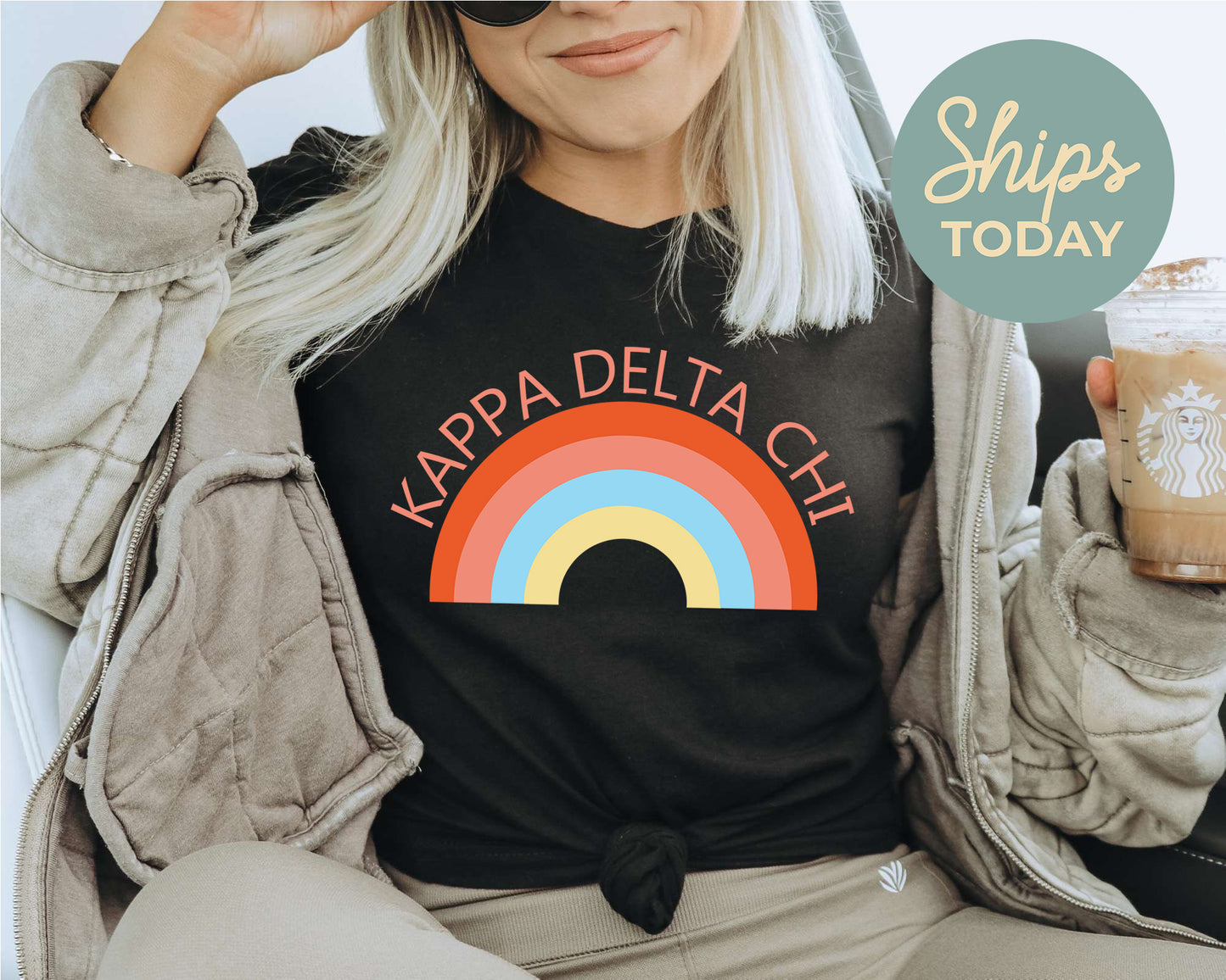 Kappa Delta Chi Colorful Rainbow Sorority T-shirt _ 3458g