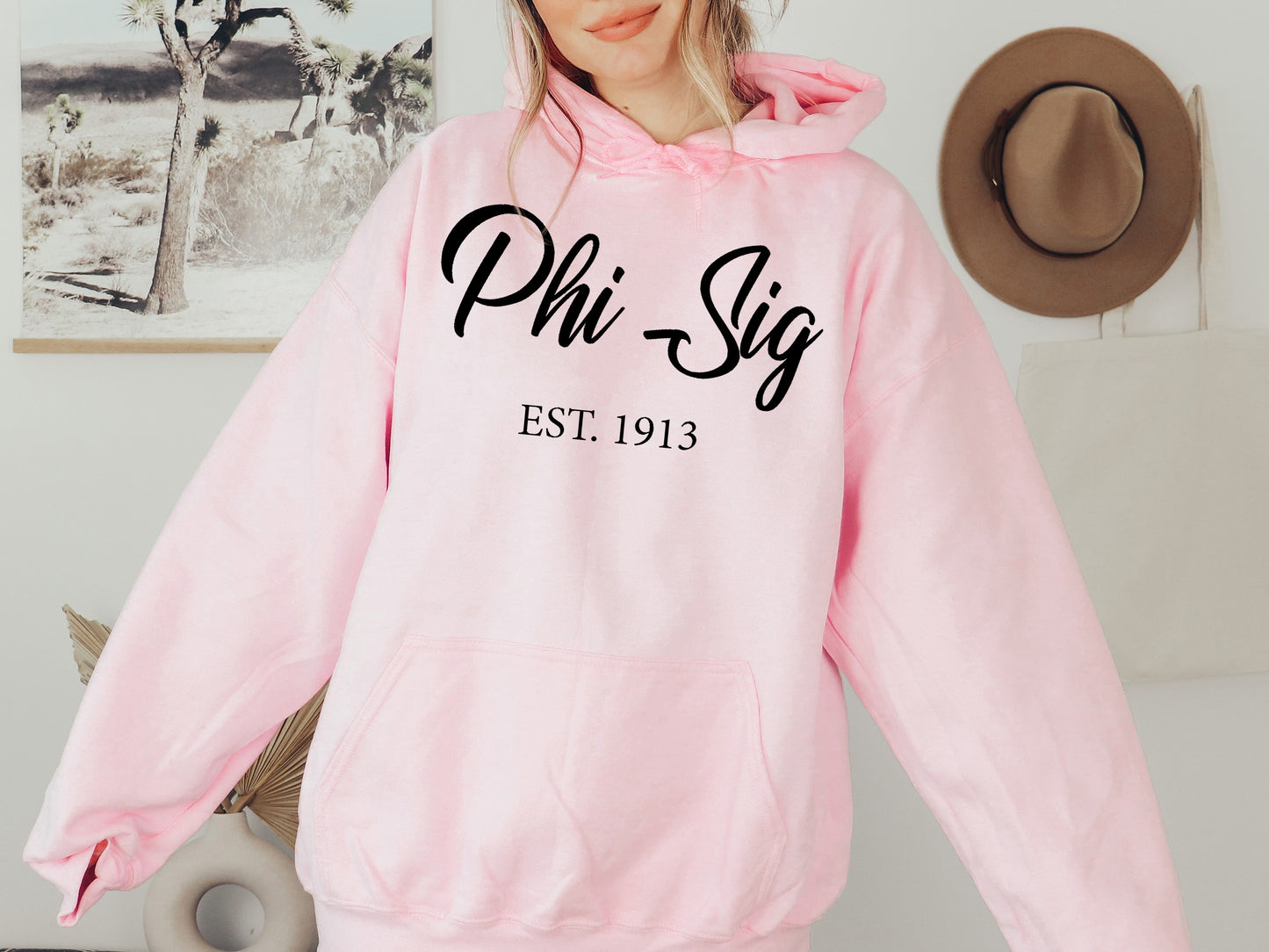 Phi Sigma Sigma Black Flowy Sorority Hoodie _ 96g