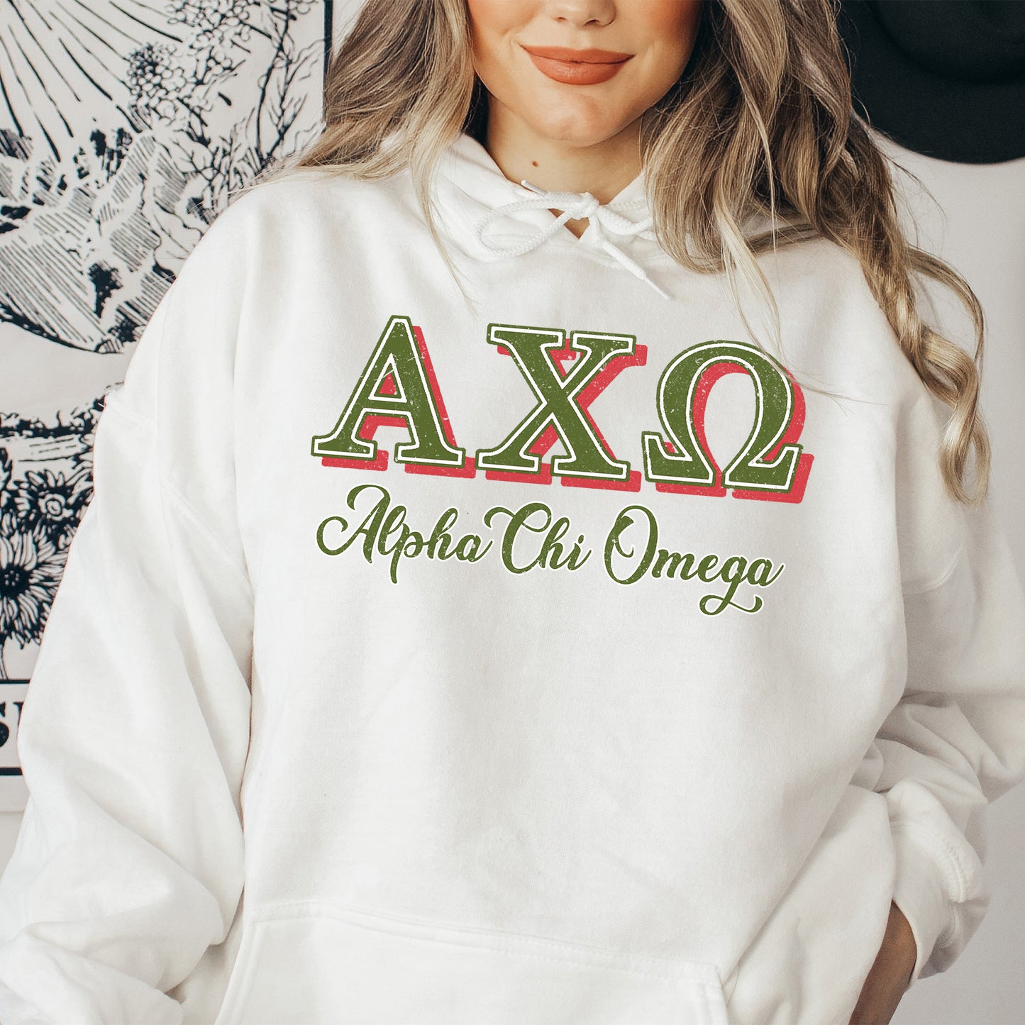 Alpha Chi Omega Greek Colors Sorority Hoodie _ 36069g