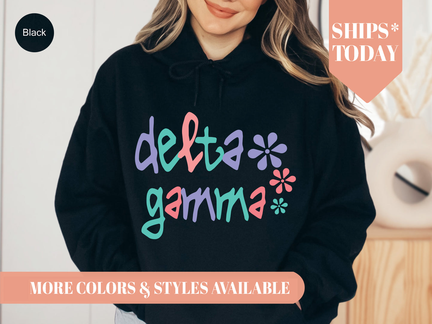 Delta Gamma Colorful Floral Sorority Hoodie _ 2614g