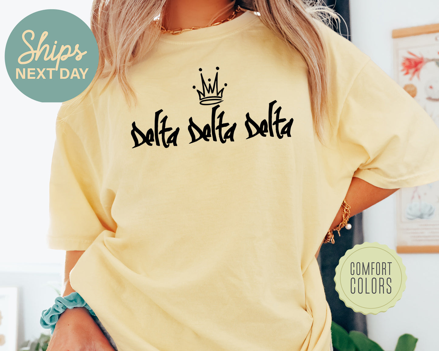 Delta Delta Delta Queen Comfort Colors Sorority T-shirt _ 2458g