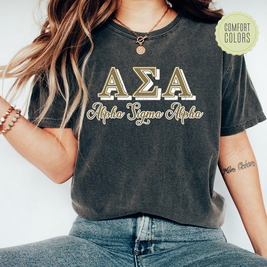 Alpha Sigma Alpha Greek Colors Comfort Colors Sorority T-shirt _ 36075g