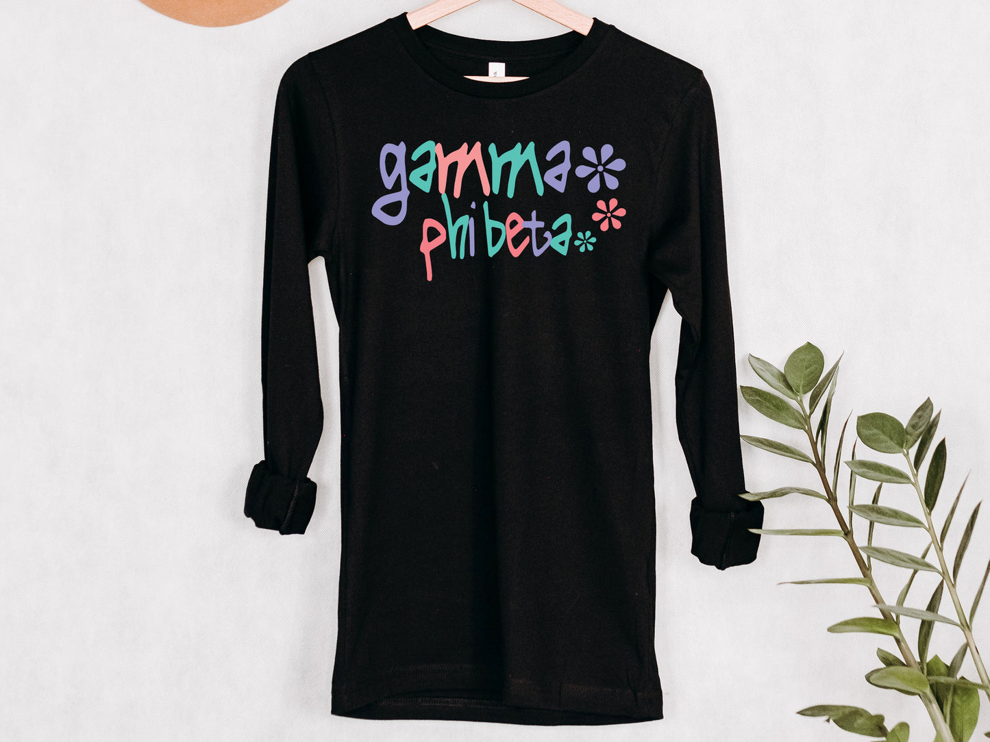 Gamma Phi Beta Colorful Floral Sorority Long Sleeve T-shirt _ 2617g