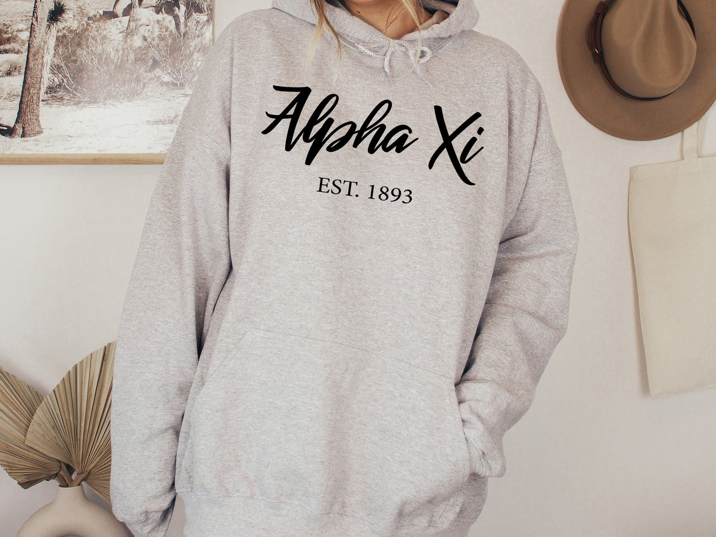 Alpha Xi Delta Black Flowy Sorority Hoodie _ 85g