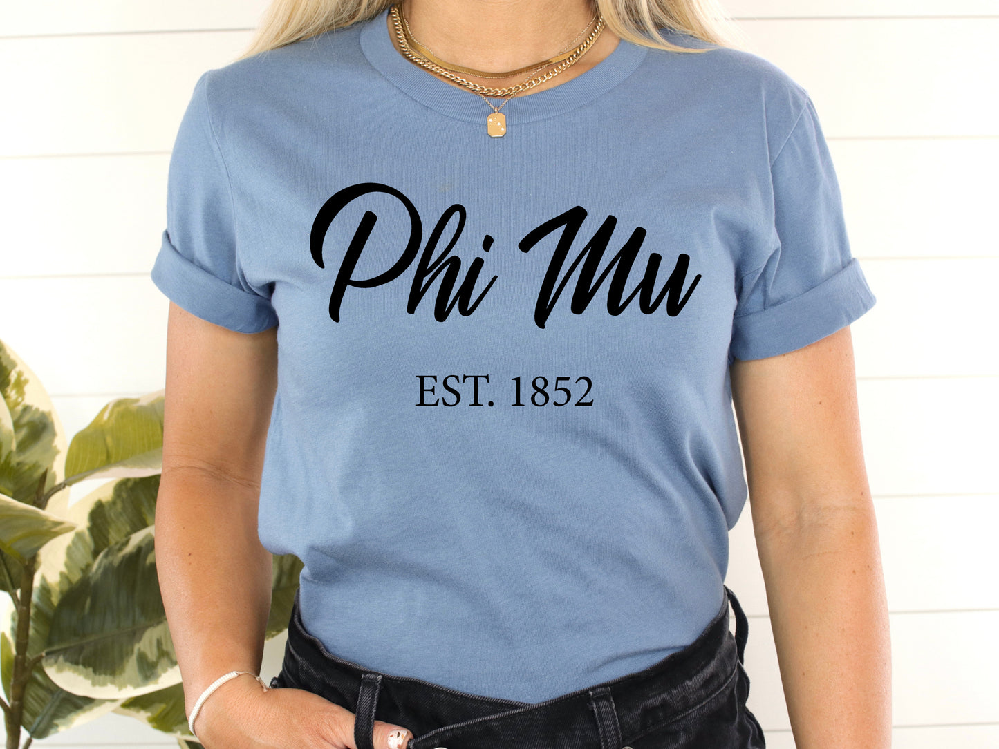 Phi Mu Black Flowy Sorority T-shirt _ 95g