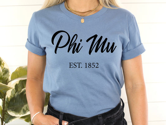 Phi Mu Black Flowy Sorority T-shirt _ 95g