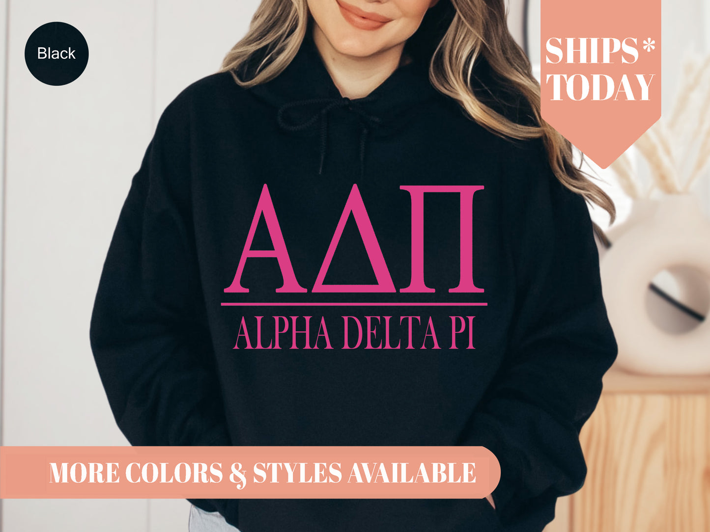 Alpha Delta Pi Loud Letters Sorority Hoodie _ 467g