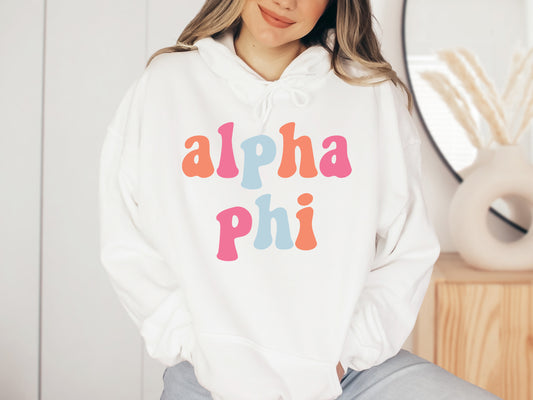 Alpha Phi Vividly Vibrant Sorority Hoodie _ 3154g