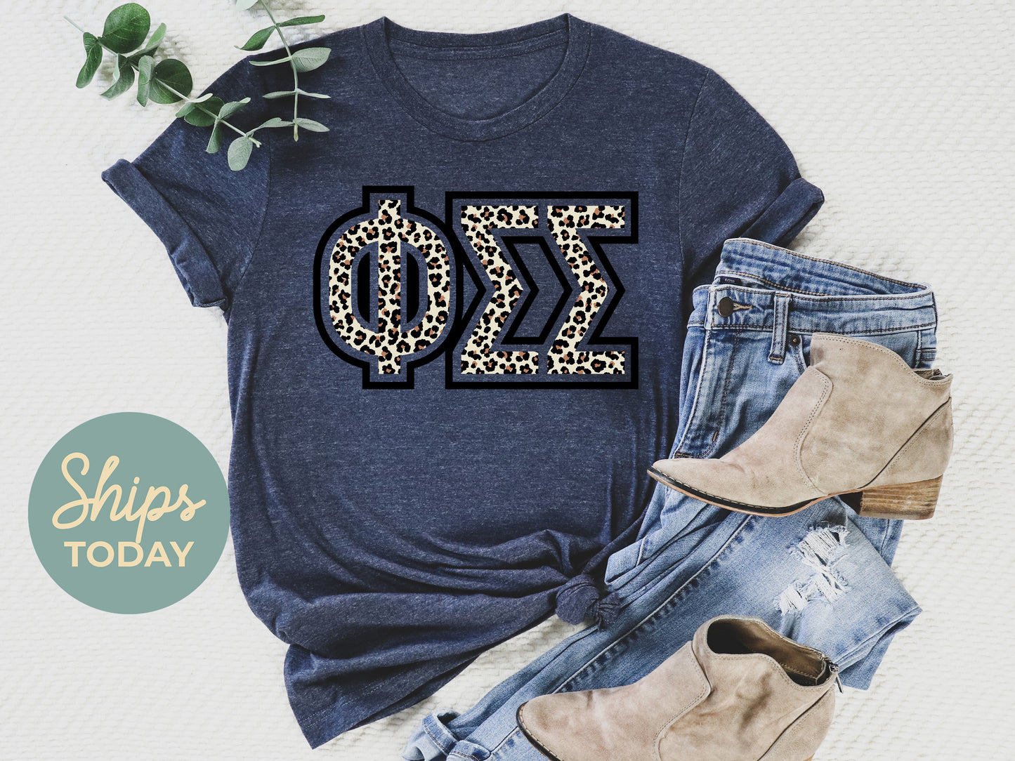 Phi Sigma Sigma Safari Style Letters Sorority T-shirt _ 30454g