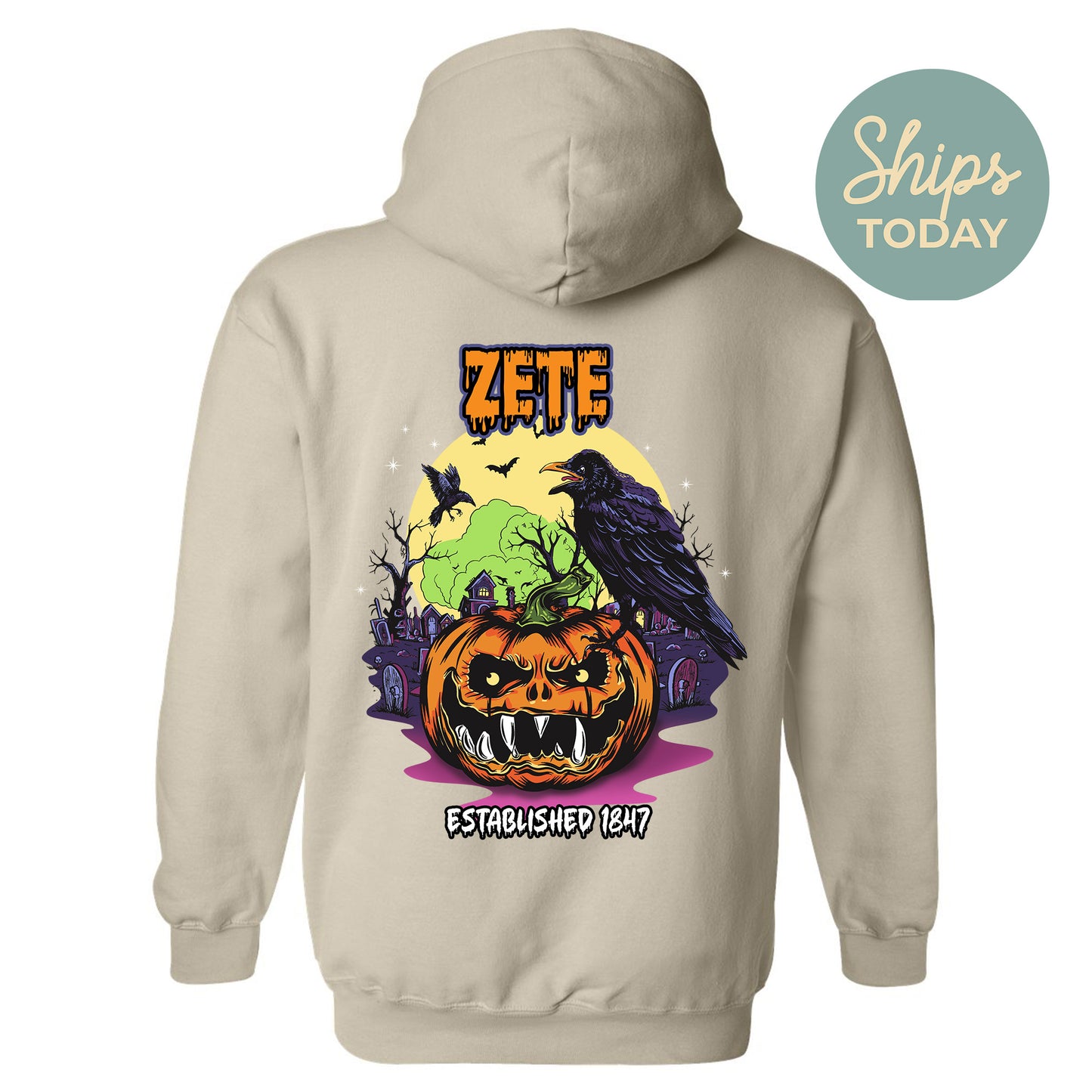 Zeta Psi Halloween Bats Fraternity Hoodie _ 36282g